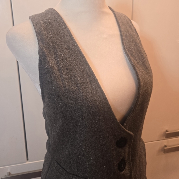 Vintage 90s Wool Gray Pleated Vest Womens Size Small - Picture 2 of 10